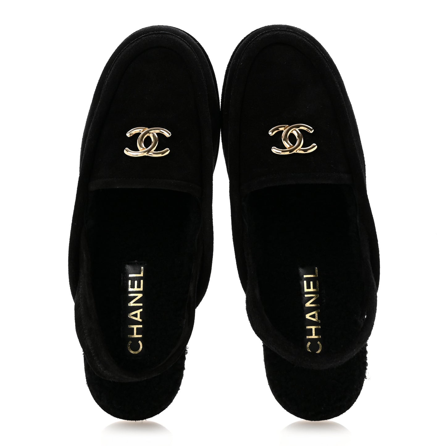 Suede Calfskin CC Slingback Loafers 39 Black