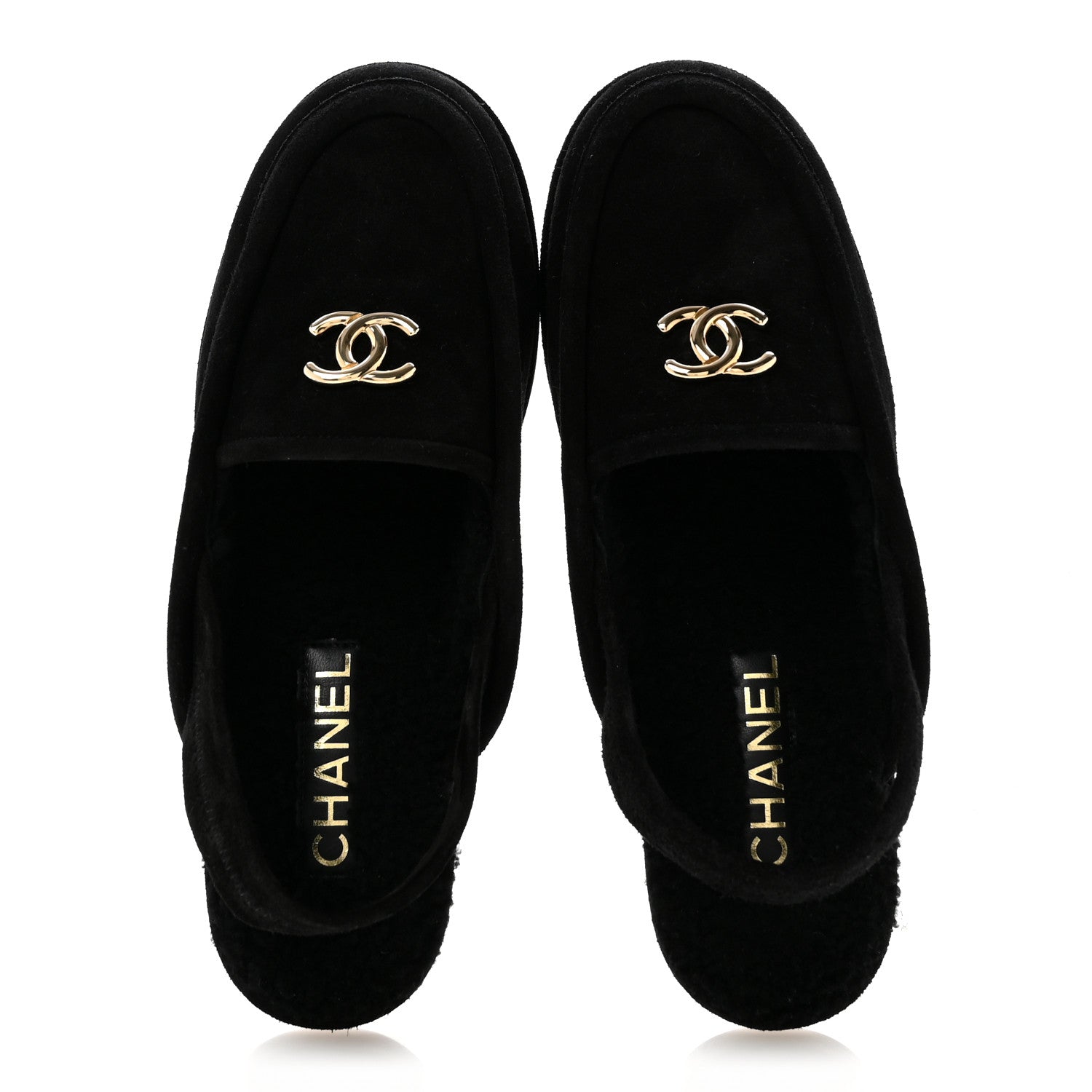 Chanel Suede Calfskin CC Slingback Loafers 39 Black 2 of 10