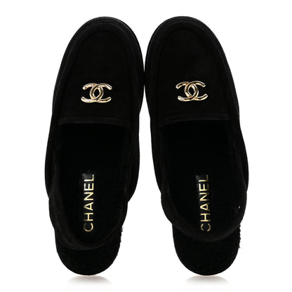 Chanel Suede Calfskin CC Slingback Loafers 39 Black 2 of 10