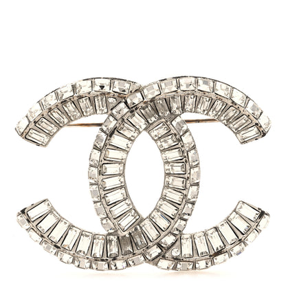 Chanel Baguette Crystal CC Brooch Silver 1 of 5
