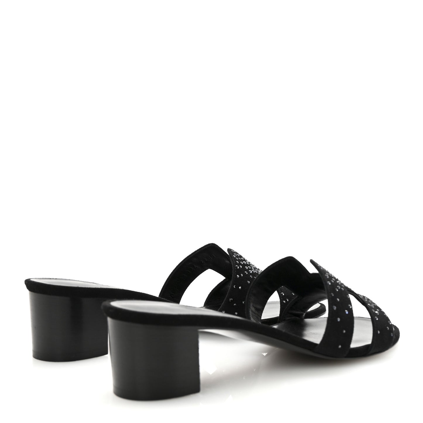 Suede Goatskin Crystal Oasis Sandals 39.5 Black