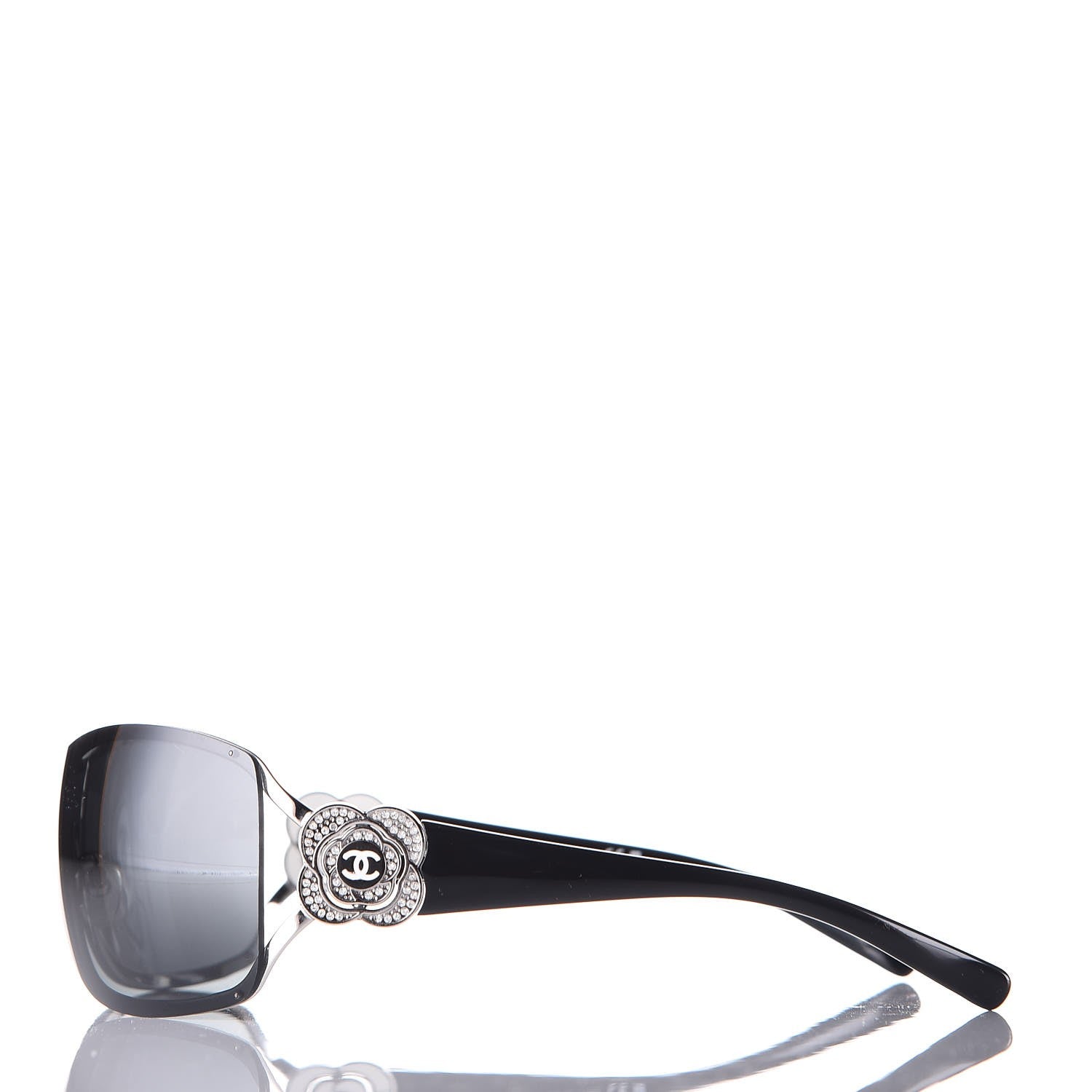 Chanel Swarovski Crystal Camellia CC Sunglasses 4164-B Black 3 of 8