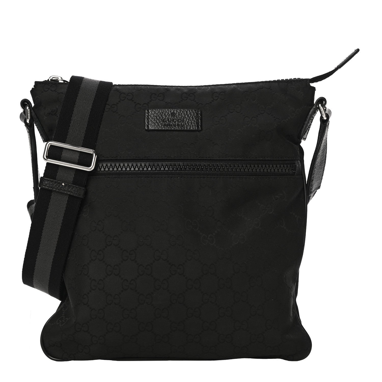 Gucci Nylon Monogram Small Flat Messenger Bag Black 1 of 11