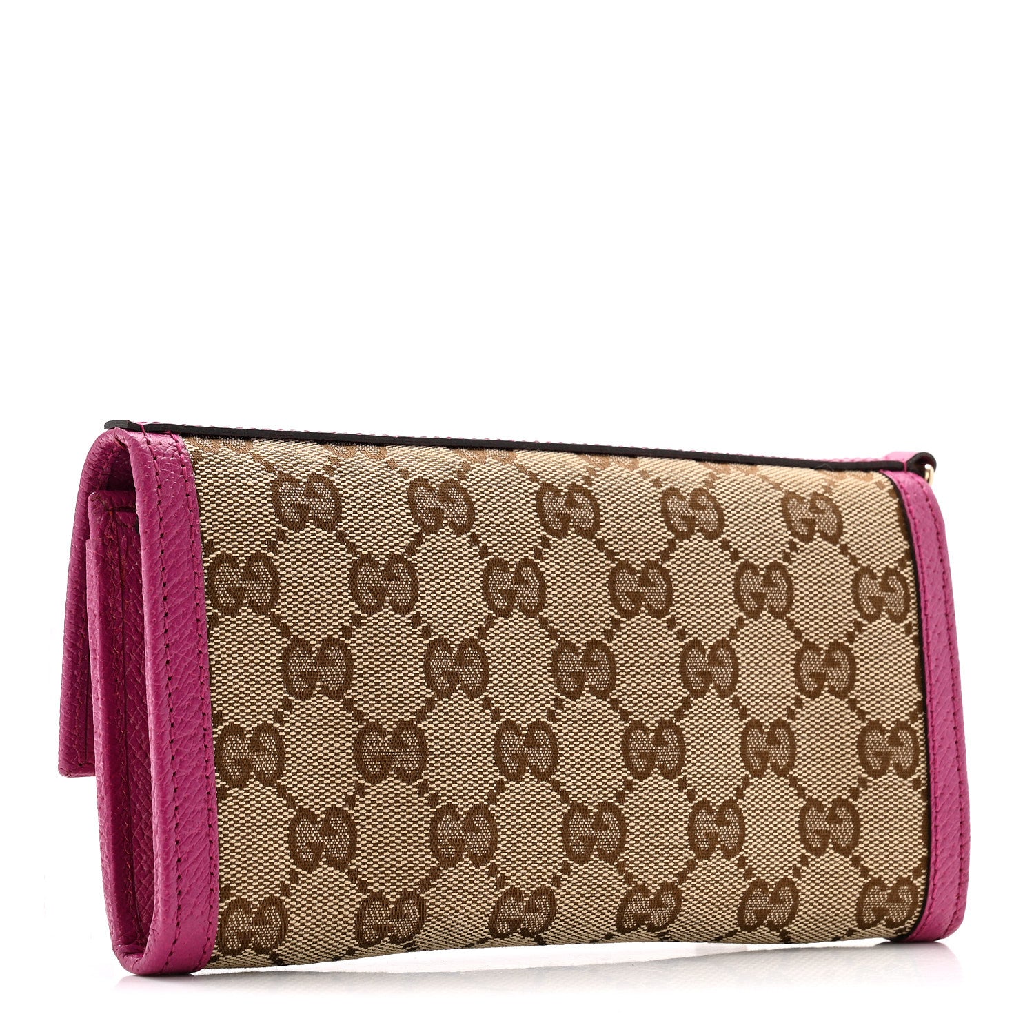 Gucci Calfskin GG Monogram Continental Wallet Beige Fuchsia 3 of 11