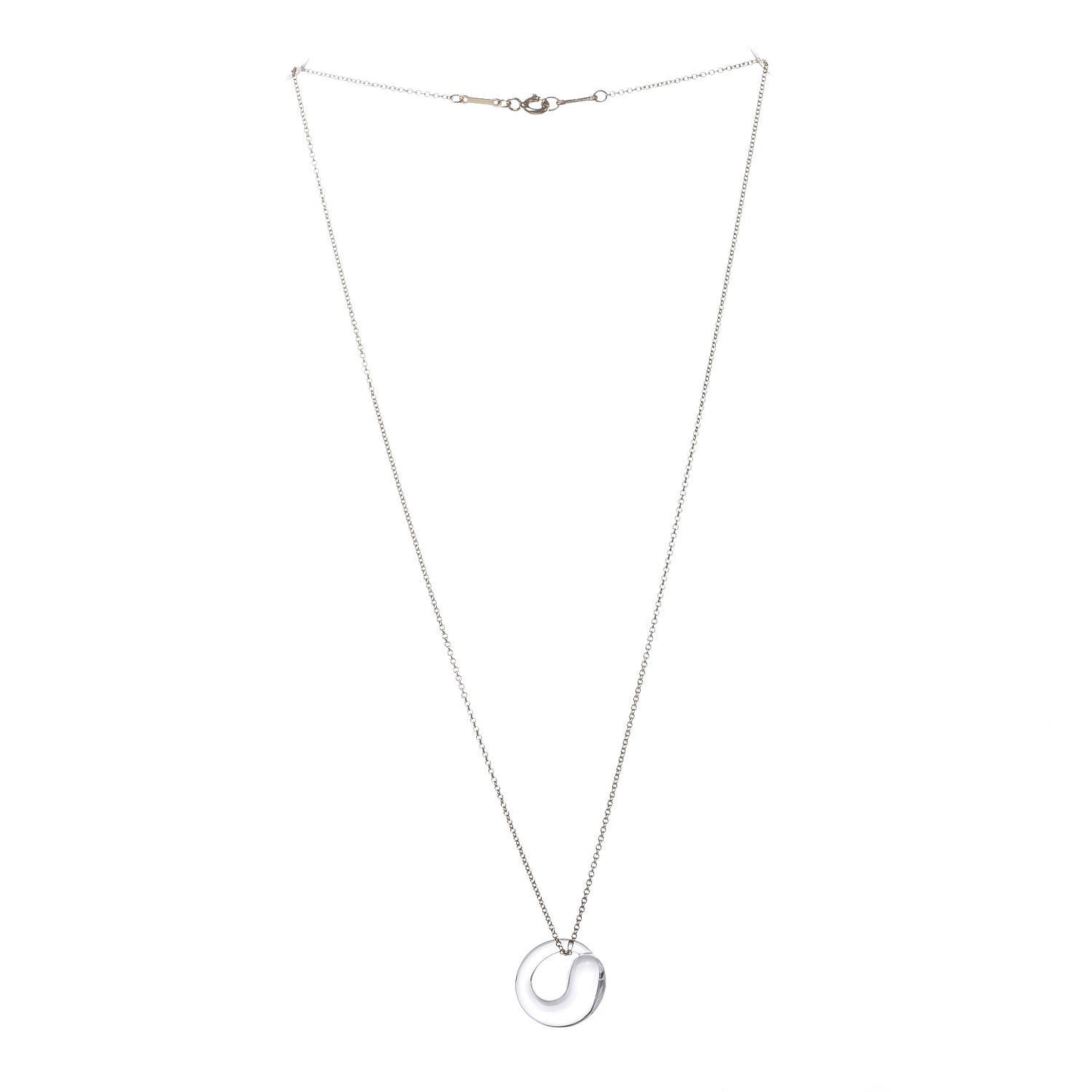 18K Yellow Gold Quartz Elsa Peretti Eternal Circle Pendant Necklace