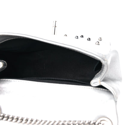 Chanel Metallic Lambskin Chevron Quilted Studded Extra Mini Flap Silver 5 of 13