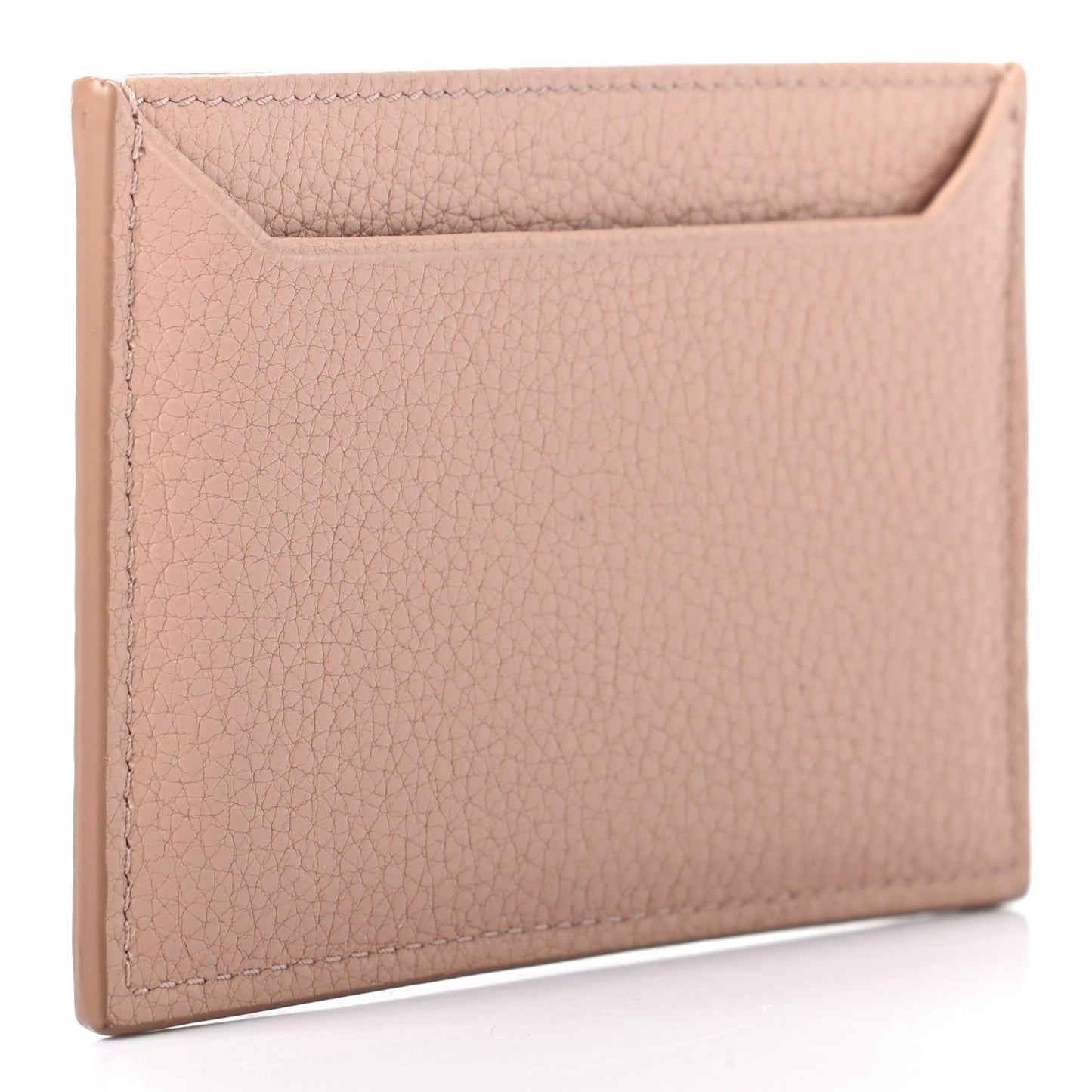 Vitello Grain Metal Card Holder Cipria