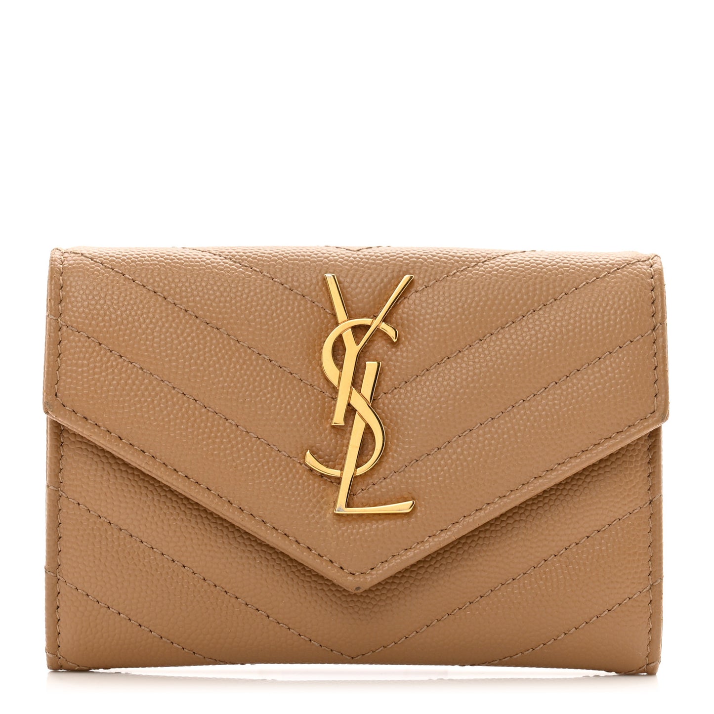 Grain De Poudre Matelasse Chevron Small Monogram Envelope Wallet Dune