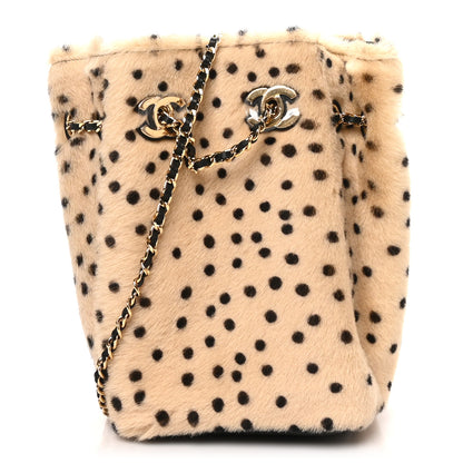 Chanel Pony Hair Cheetah Printed CC Chain Bucket Bag Light Beige Black 1 of 10