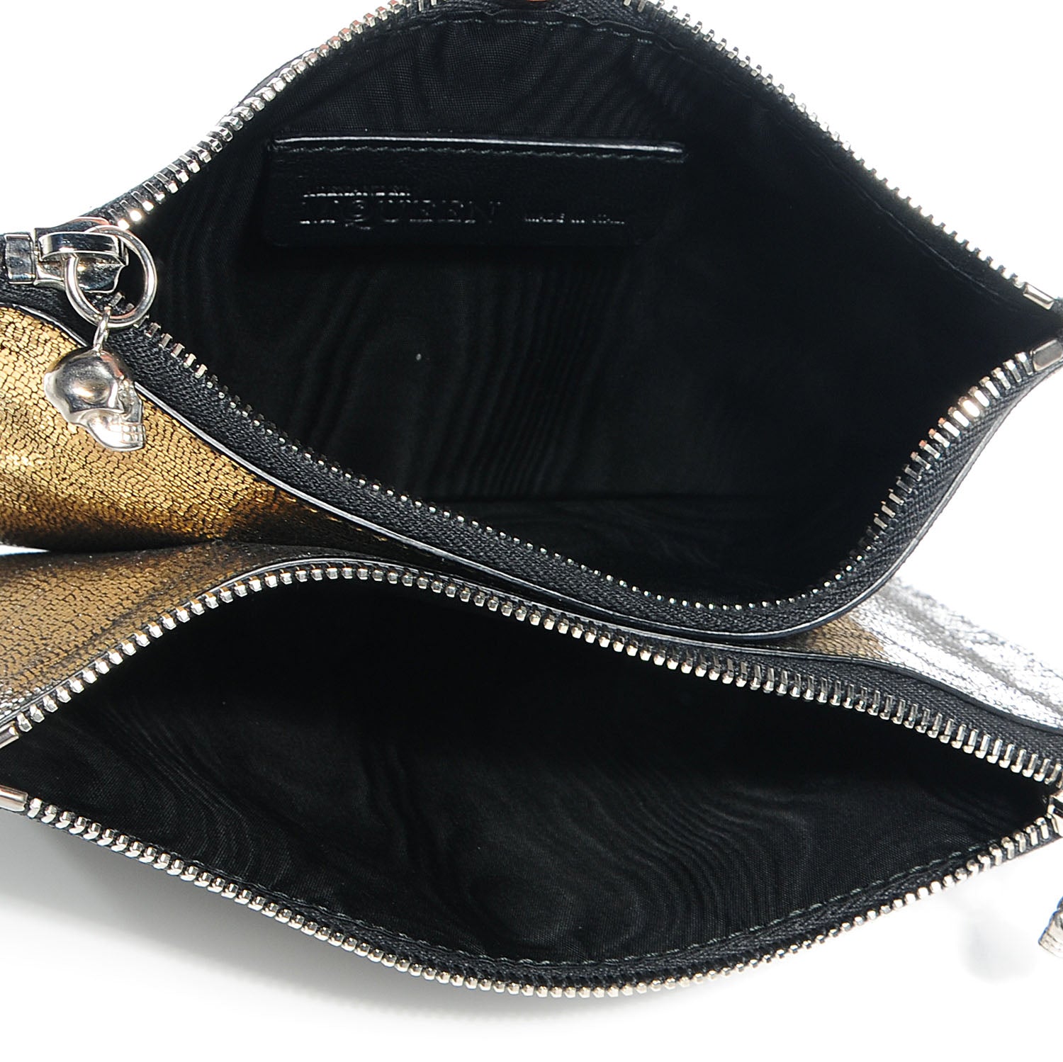 Alexander McQueen Leather Double Compartment Pouch Gold Silver 8 of 11