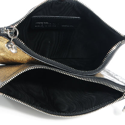 Alexander McQueen Leather Double Compartment Pouch Gold Silver 8 of 11