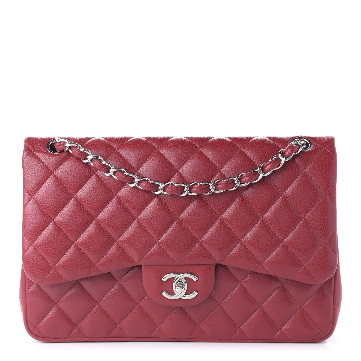 Chanel Caviar Quilted Jumbo Double Flap Red 1 of 12