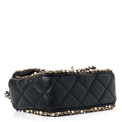 Chanel Lambskin Quilted Pearl Edge Mini Rectangular Flap Bag Black 4 of 10