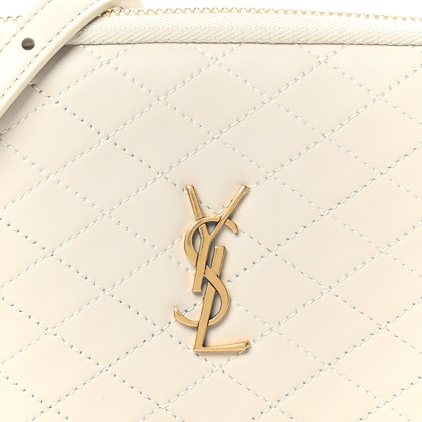 Lambskin Quilted Gaby Zipped Pouch Crema Soft