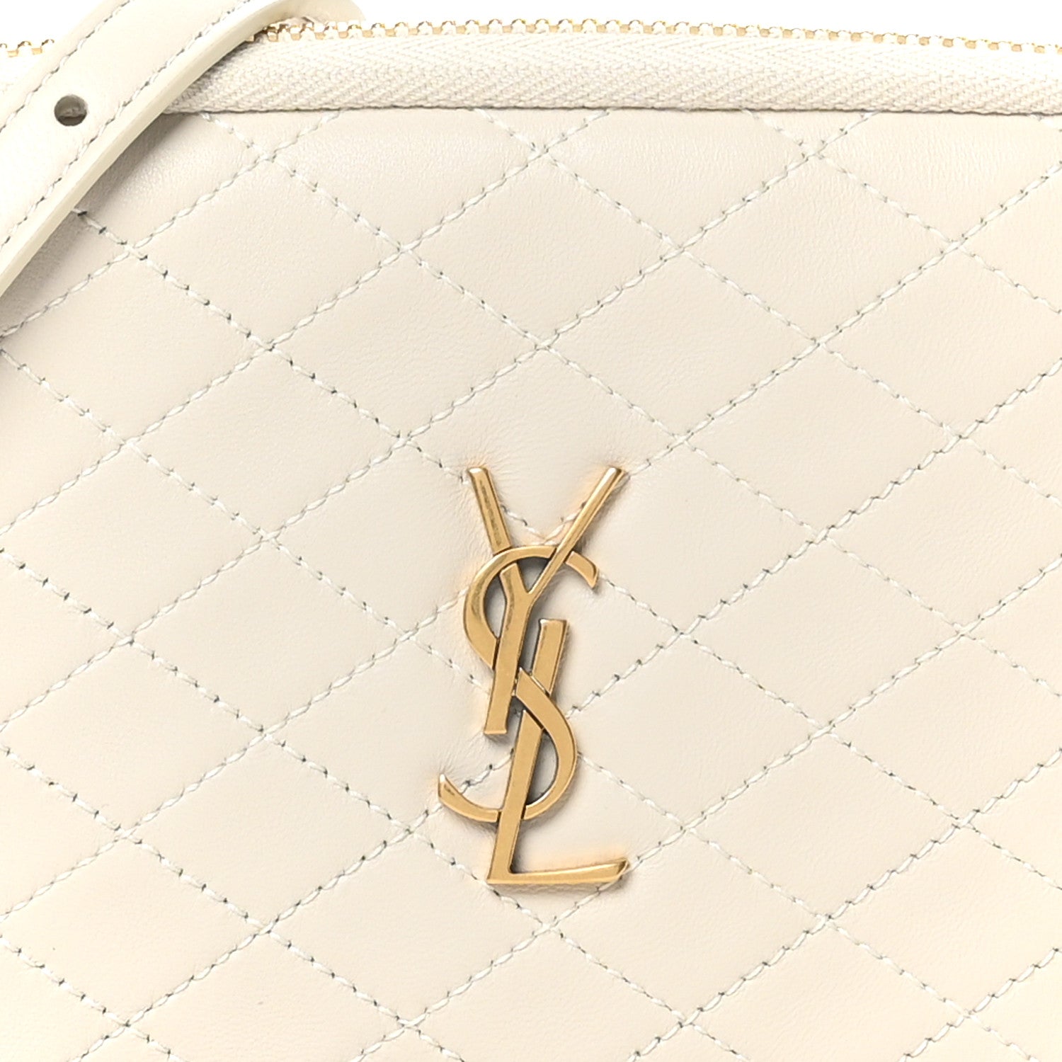 Saint Laurent Lambskin Quilted Gaby Zipped Pouch Crema Soft 8 of 11