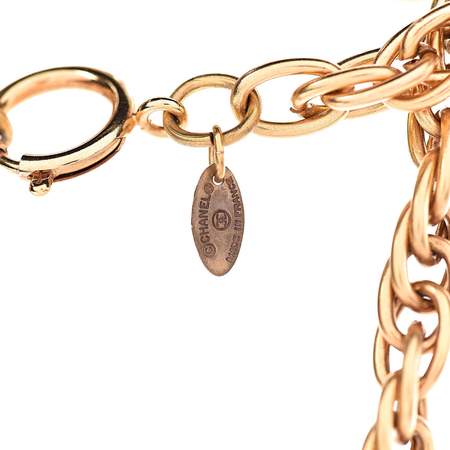 Chanel Metal Circle Chain Pendant Long Necklace Gold 5 of 7