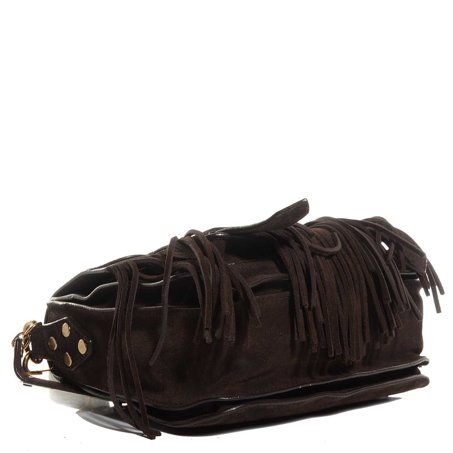 Proenza Schouler Suede Fringed PS1 Crossbody Pouch Messenger Bark 4 of 14