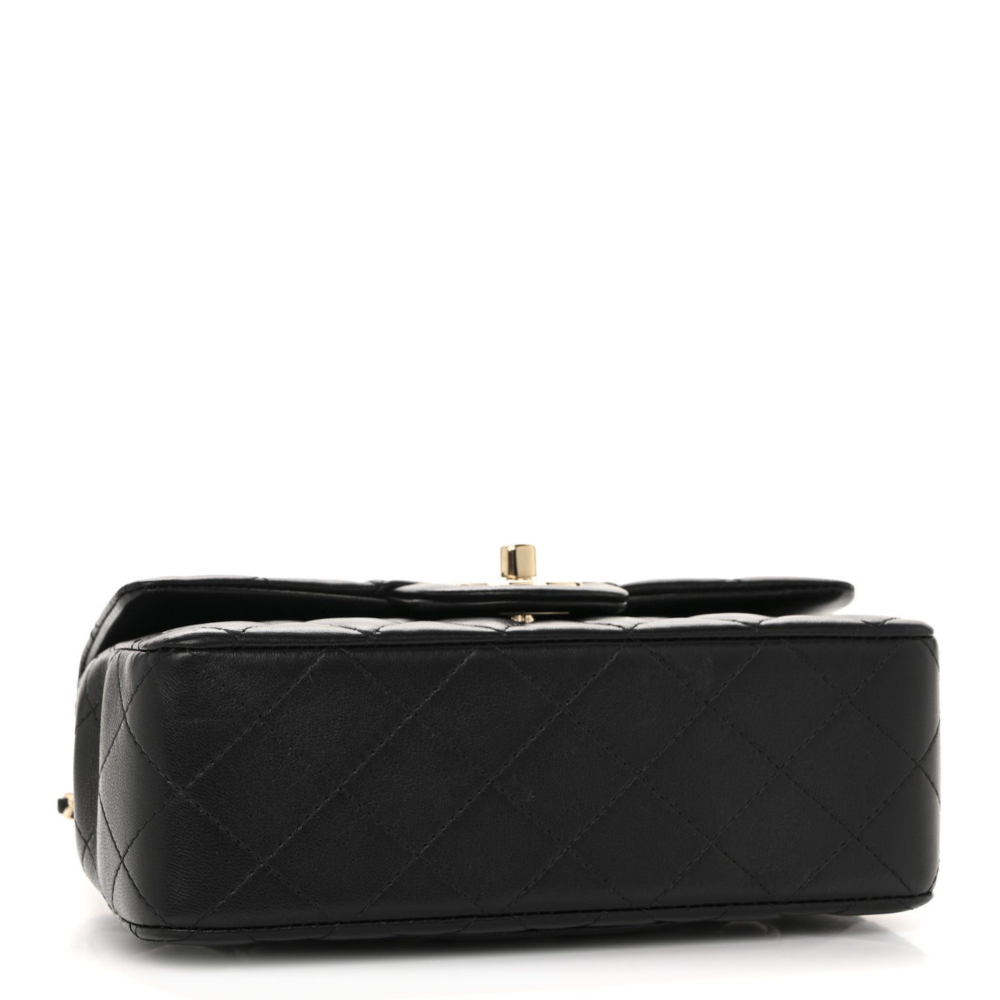 Lambskin Quilted Mini Top Handle Rectangular Flap Black