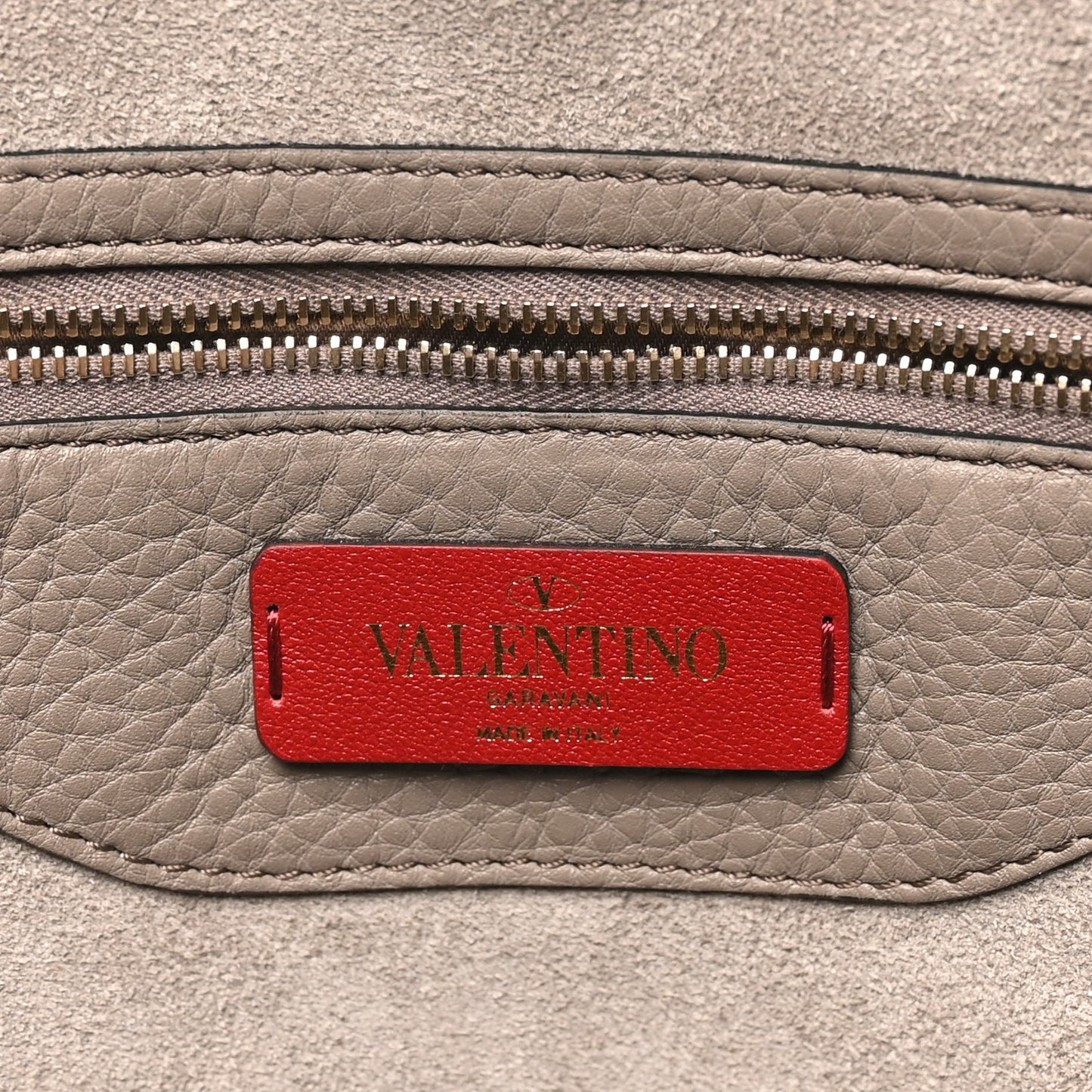 Grained Calfskin Rockstud Shoulder Tote Clay
