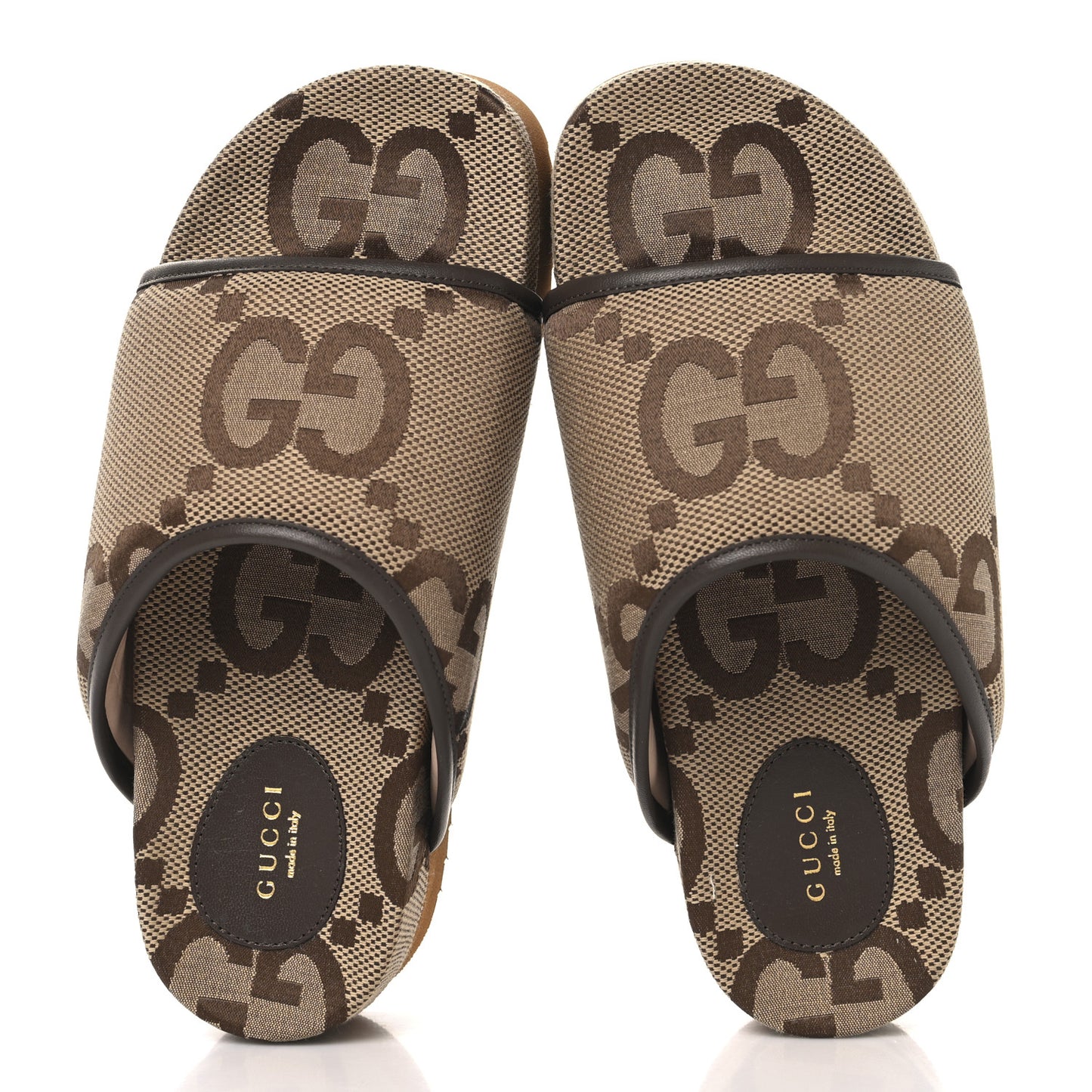 Monogram Jumbo GG Nappa Samoa Platform 40mm Slide Sandals 40 Camel Ebony New Acero