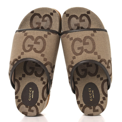 Gucci Monogram Jumbo GG Nappa Samoa Platform 40mm Slide Sandals 40 Camel Ebony New Acero 2 of 9