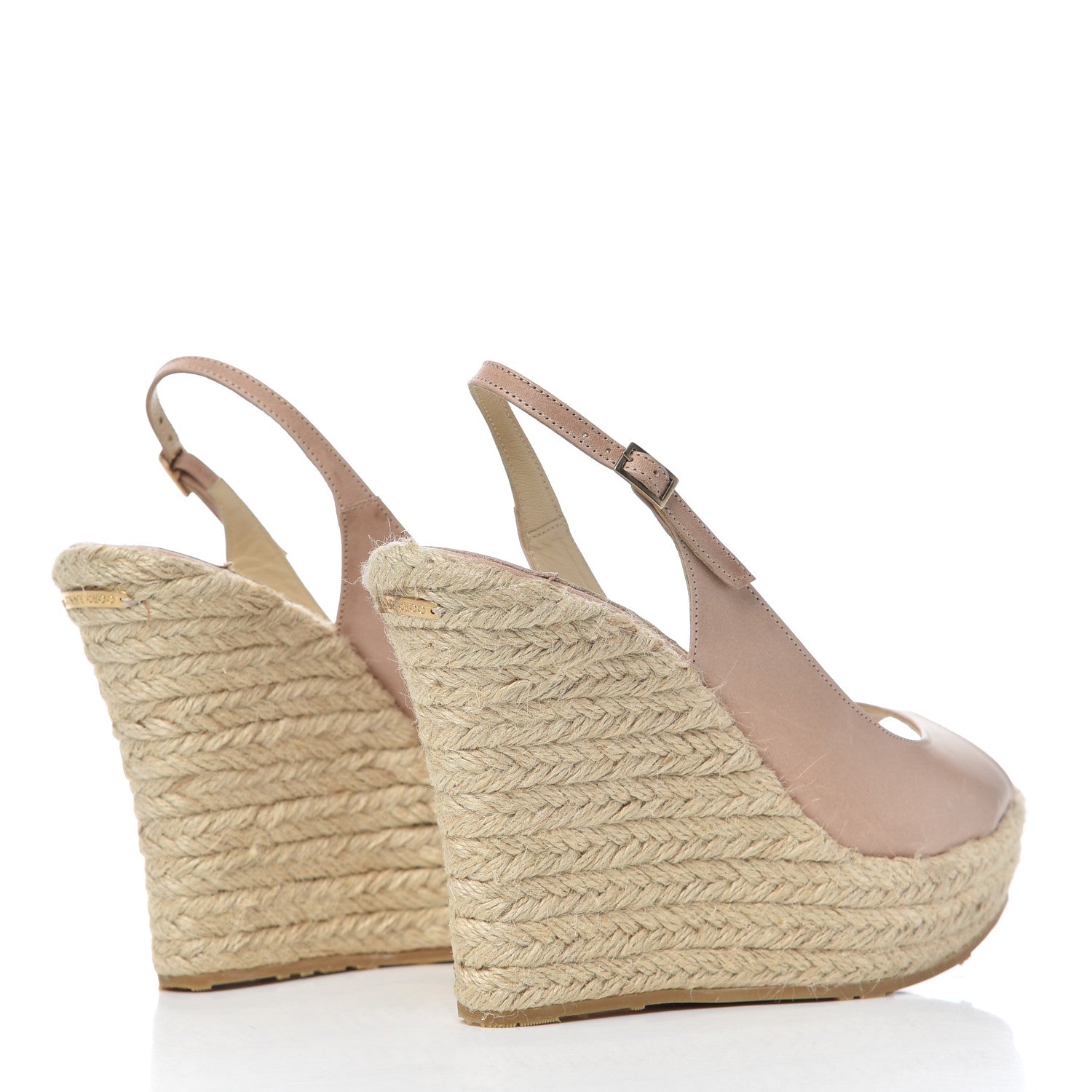 Jimmy Choo Nappa Polar Slingback Espadrille Wedges 39 Nude 4 of 14