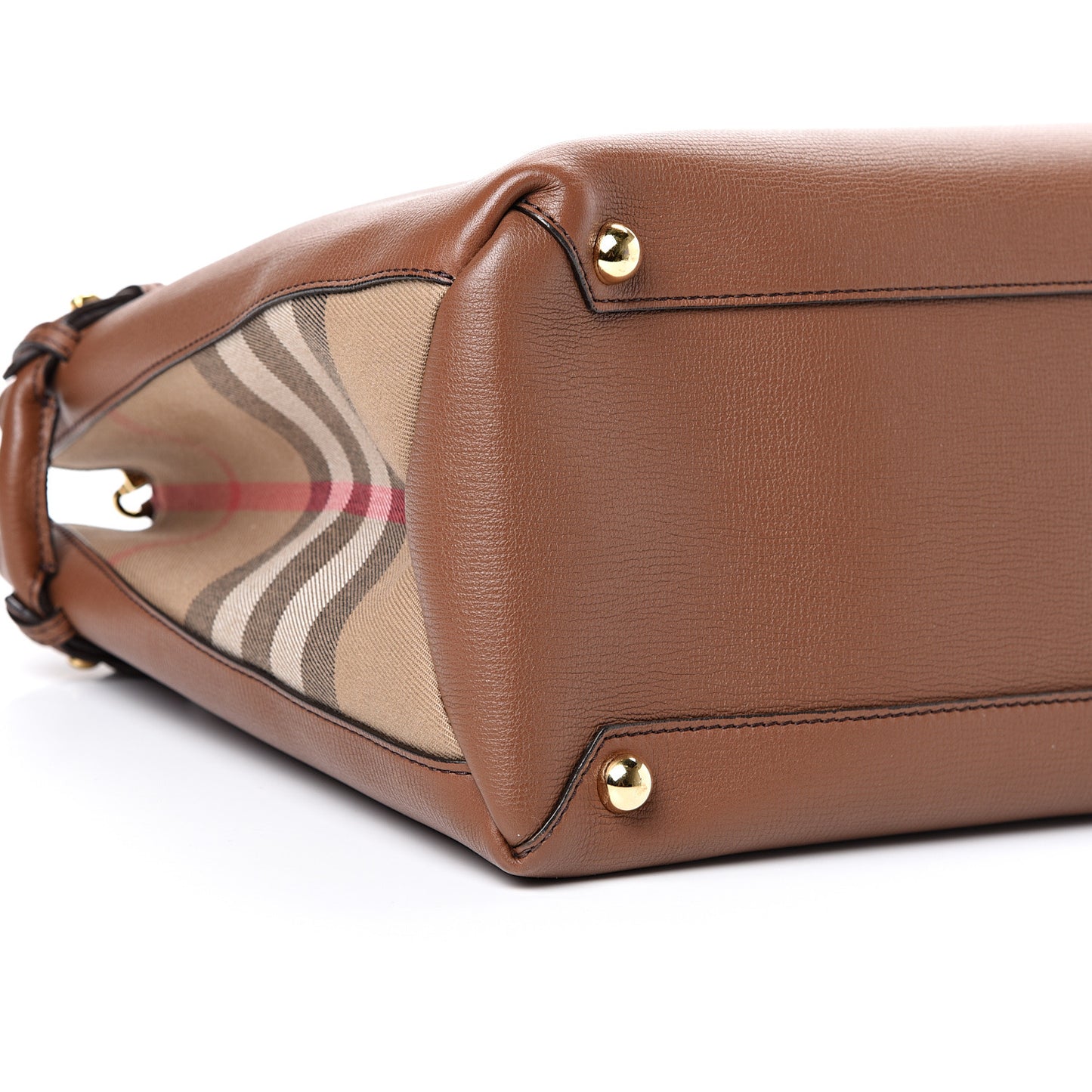 Grainy Calfskin House Check Large Banner Tote Tan