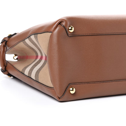 Burberry Grainy Calfskin House Check Large Banner Tote Tan 8 of 10