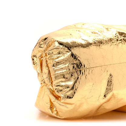 Bottega Veneta Metallic Crinkled Lambskin The Pouch Oversized Clutch Oro 9 of 10