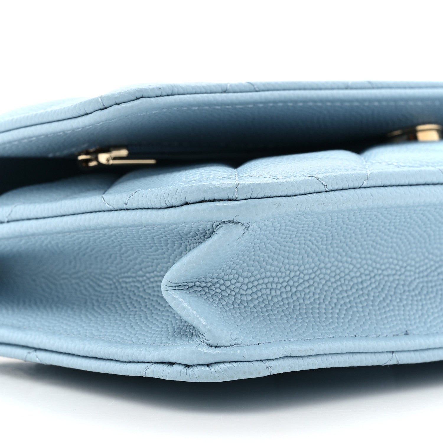 Chanel Caviar Quilted Wallet on Chain WOC Light Blue 11 of 16
