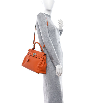 Hermes Taurillon Clemence Kelly Retourne 32 Orange 2 of 14