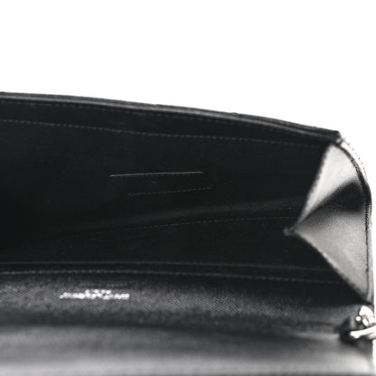 Saint Laurent Grain De Poudre Matelasse Chevron Monogram Envelope Clutch Black 5 of 9