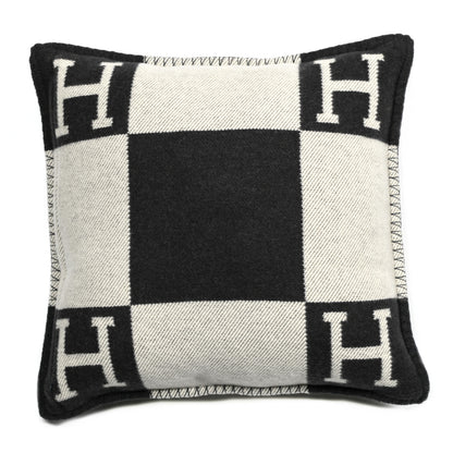 Hermes Wool Cashmere Avalon Pillow PM Ecru Gris Fonce 2 of 3