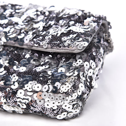 Chanel Sequin Medium Single Flap Silver 9 of 14