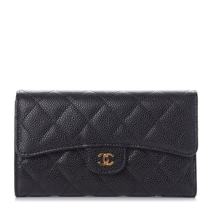 Chanel Caviar Quilted Long Flap Wallet Black 1 of 10