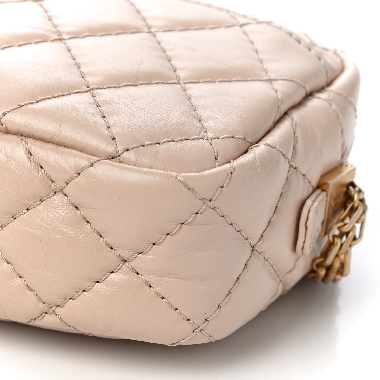 Chanel Aged Calfskin Quilted Mini Reissue Camera Case Beige Clair 9 of 9