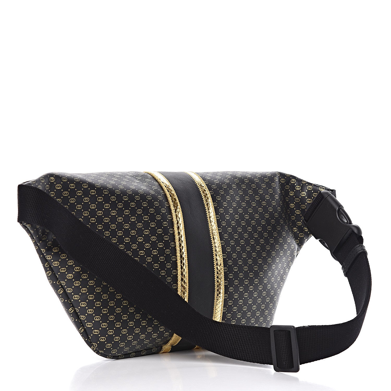 Gucci X DAPPER DAN Calfskin Laminated Ayers GG Micro Monogram Mens Belt Bag Black 3 of 12