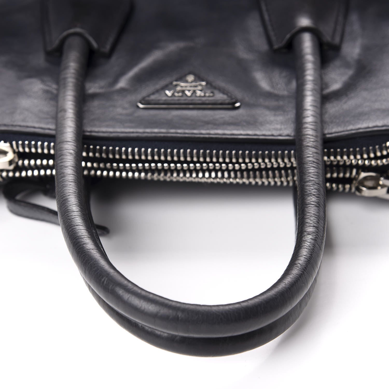 Prada Glace Calf Small Twin Pocket Tote Black 9 of 14
