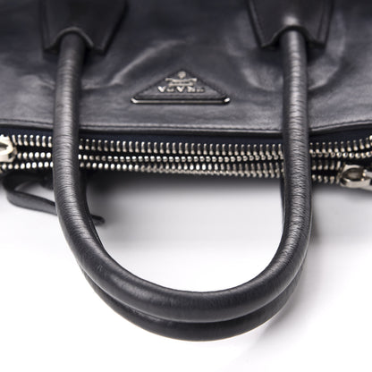 Prada Glace Calf Small Twin Pocket Tote Black 9 of 14