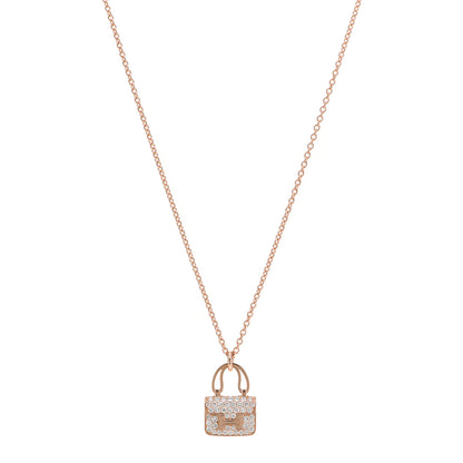 Hermes 18K Rose Gold Diamond Constance Amulettes Pendant Necklace 1 of 5