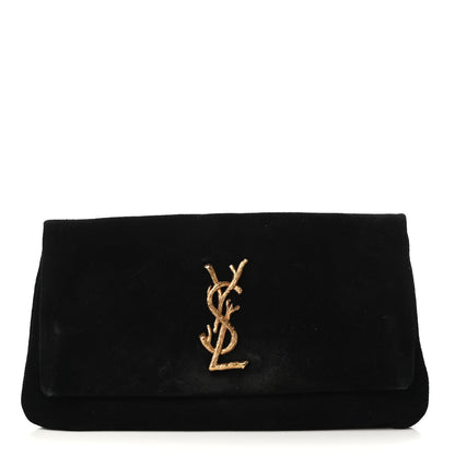 Saint Laurent Suede Monogram West Hollywood Clutch Black 1 of 6