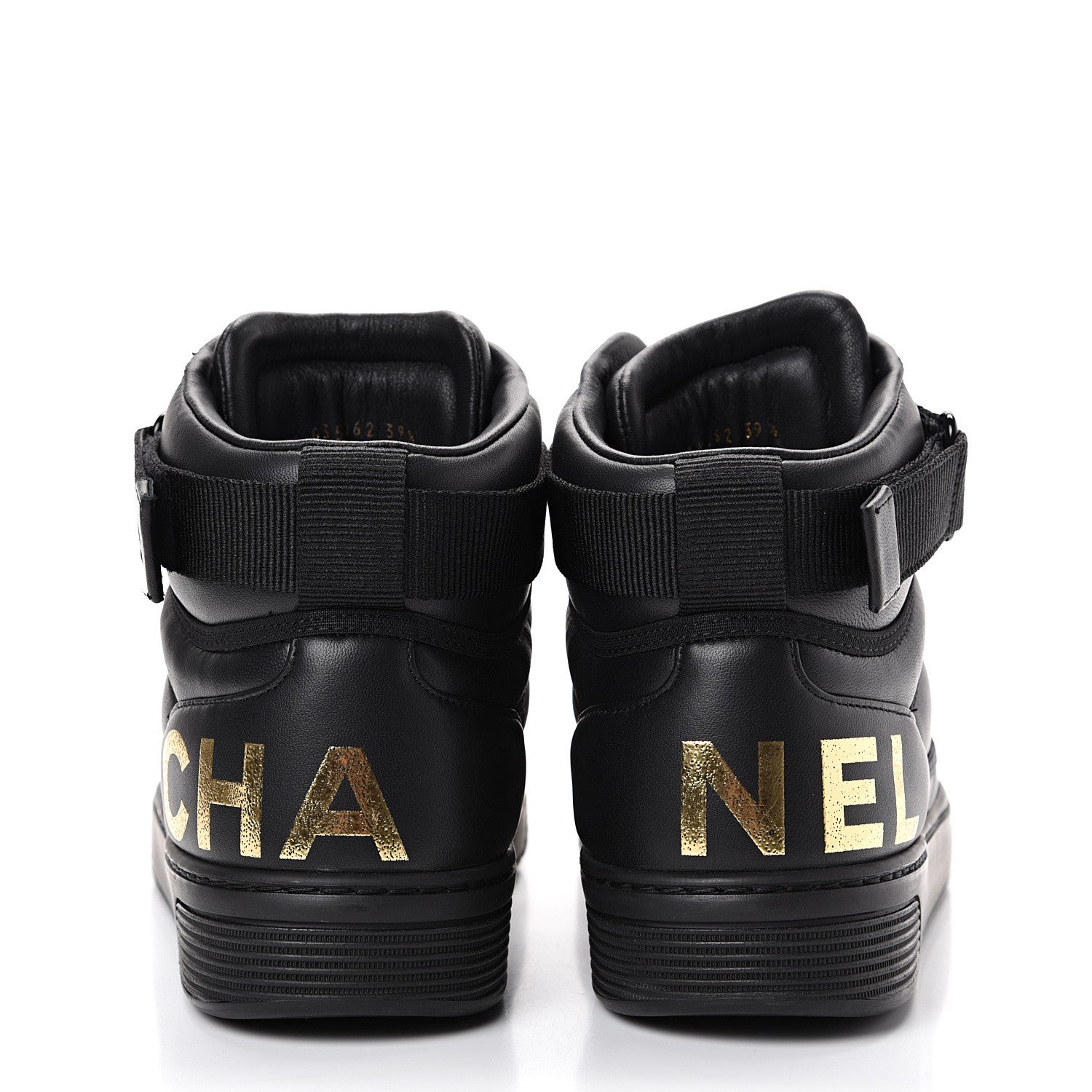 Chanel Lambskin Logo High Top Sneakers 39.5 Black 5 of 11