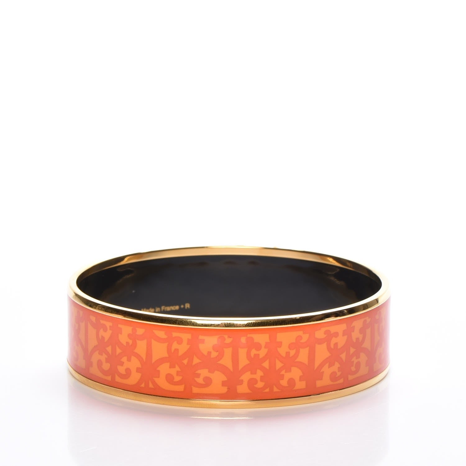 Hermes Enamel Printed Wide Balcon du Guadalquivir Bracelet 65 Promenade Orange 3 of 5