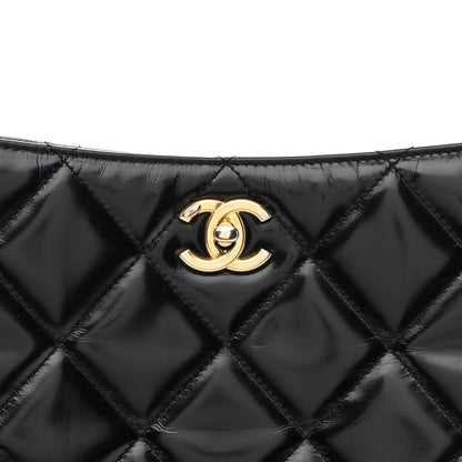 Chanel Shiny Calfskin Suede Goatskin Quilted Hobo Black 8 of 13