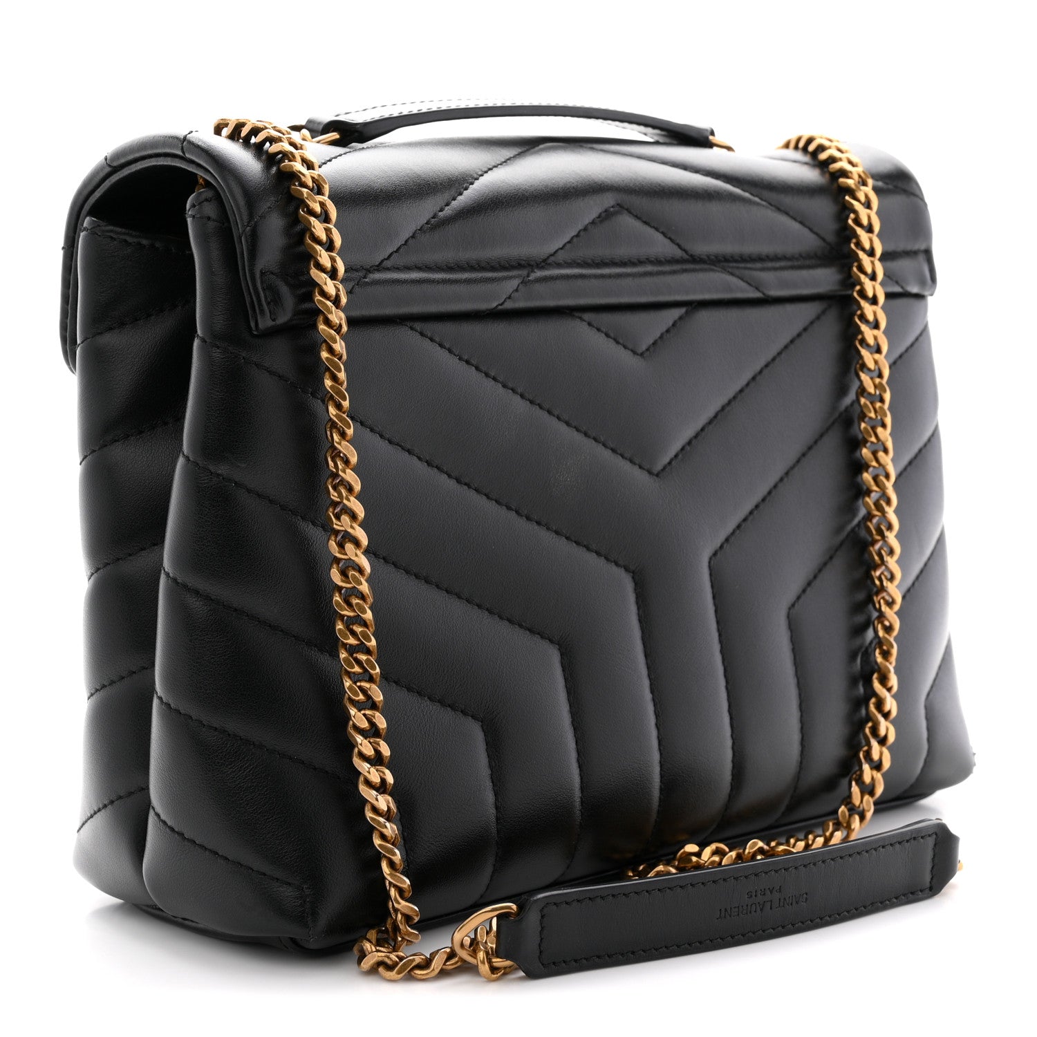 Saint Laurent Calfskin Y Quilted Monogram Small Loulou Chain Satchel Black 3 of 12