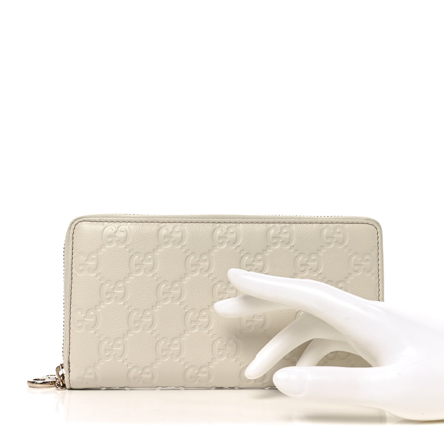 Gucci Guccissima GG Pierce Zip Around Wallet White 2 of 8