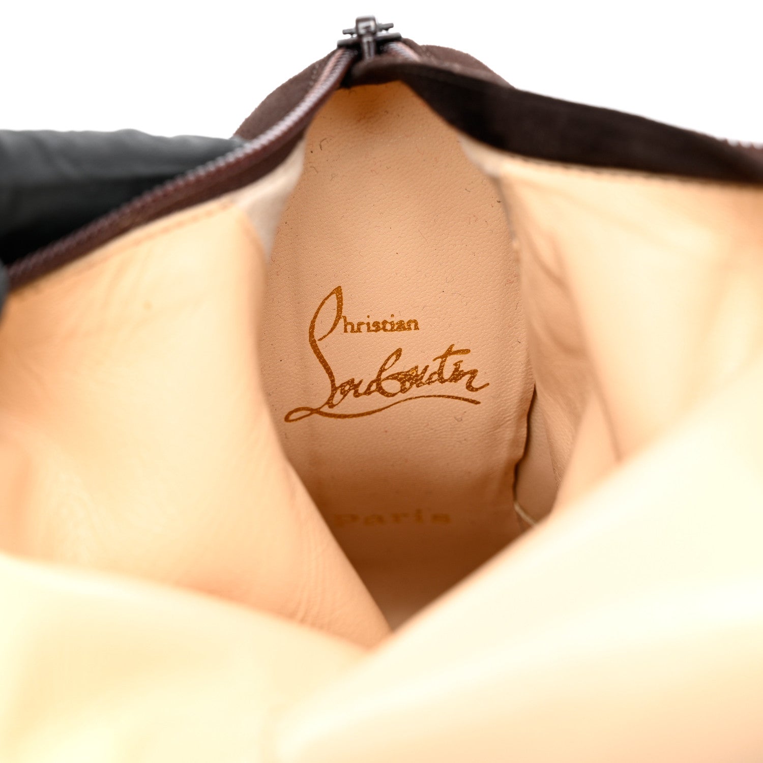 Christian Louboutin Suede Bourge Zeppa Tall Boots 38.5 Brown 6 of 10