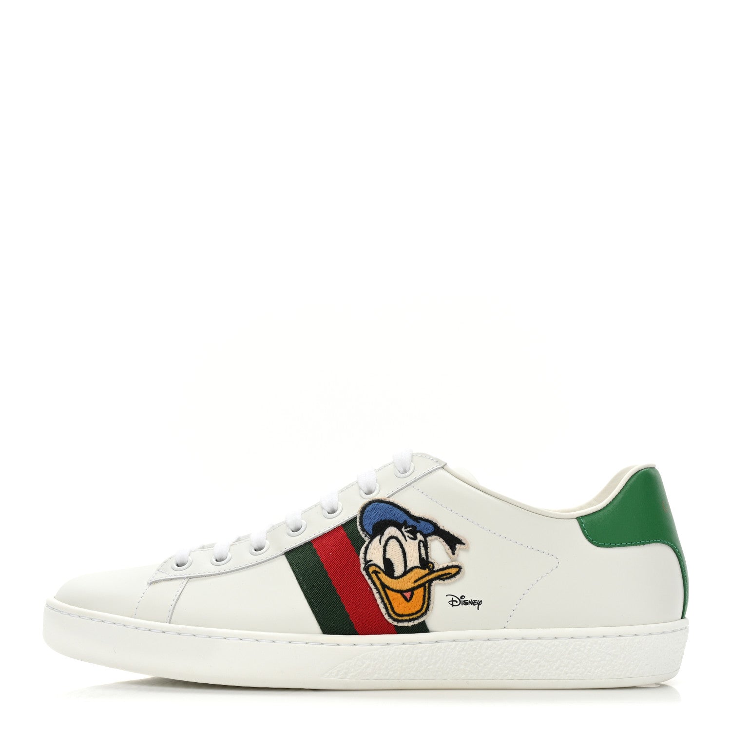 Gucci X DISNEY Calfskin Miro Soft Web Donald Duck Womens Ace Sneakers 40.5 White New Shamarock 1 of 10