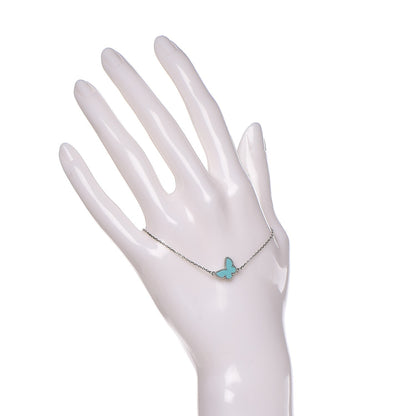 Van Cleef & Arpels 18K White Gold Turquoise Sweet Alhambra Butterfly Bracelet 2 of 6