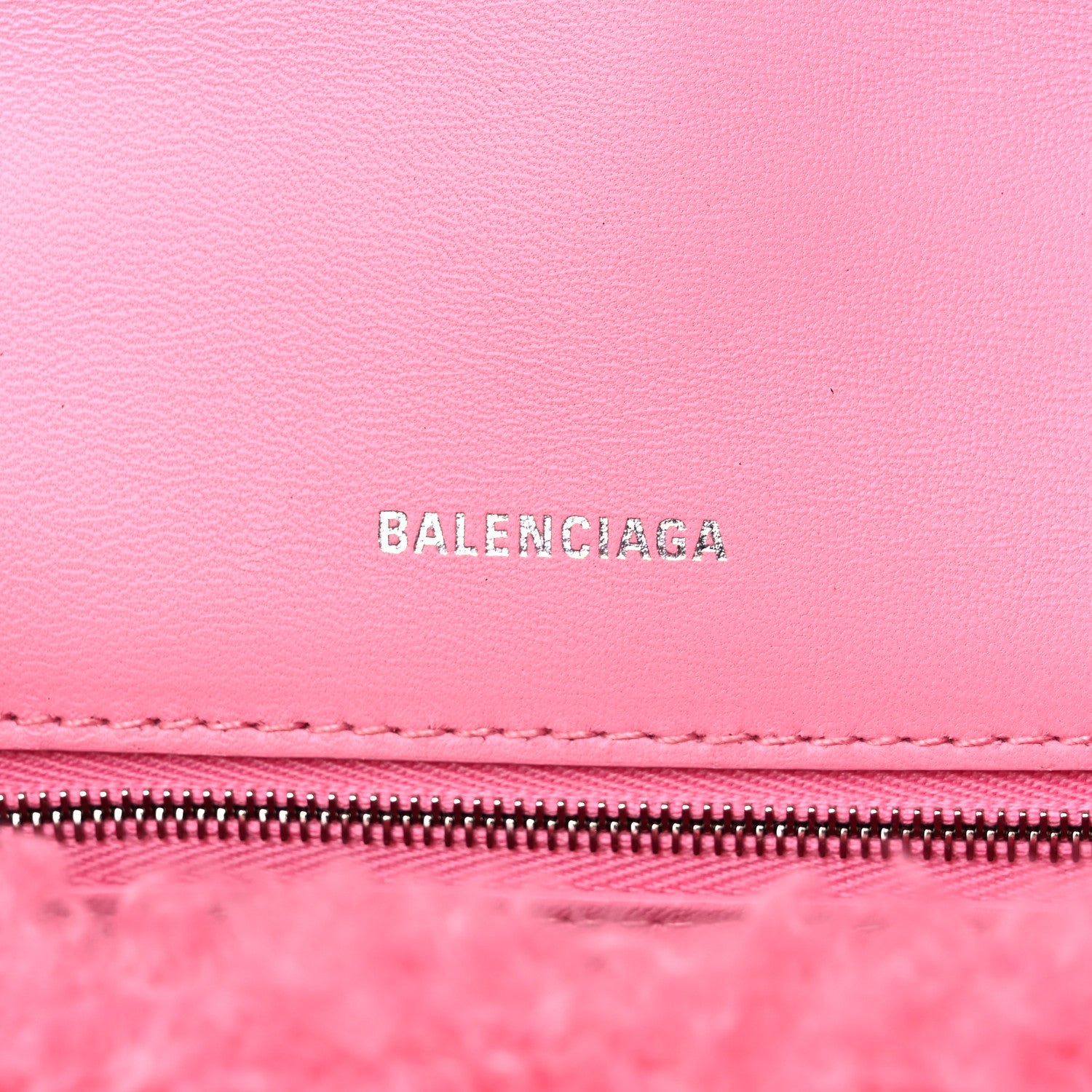 Balenciaga Curly Faux Shearling Small Hourglass Top Handle Bag Sweet Pink 6 of 9